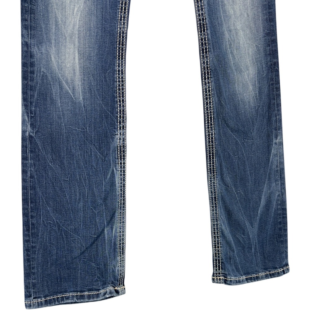 BKE Aiden Jeans Women's 28R Bootcut Mid Rise Stretch Whiskered Dark Wash Denim - Picture 5 of 12